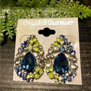 Crystal Avenue Earrings Blue/Green/Clear